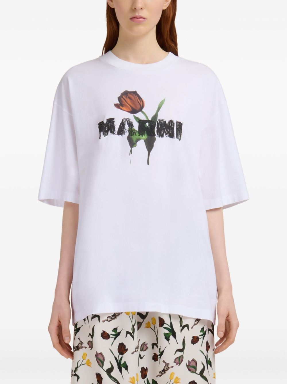 flower-print T-shirt - 2