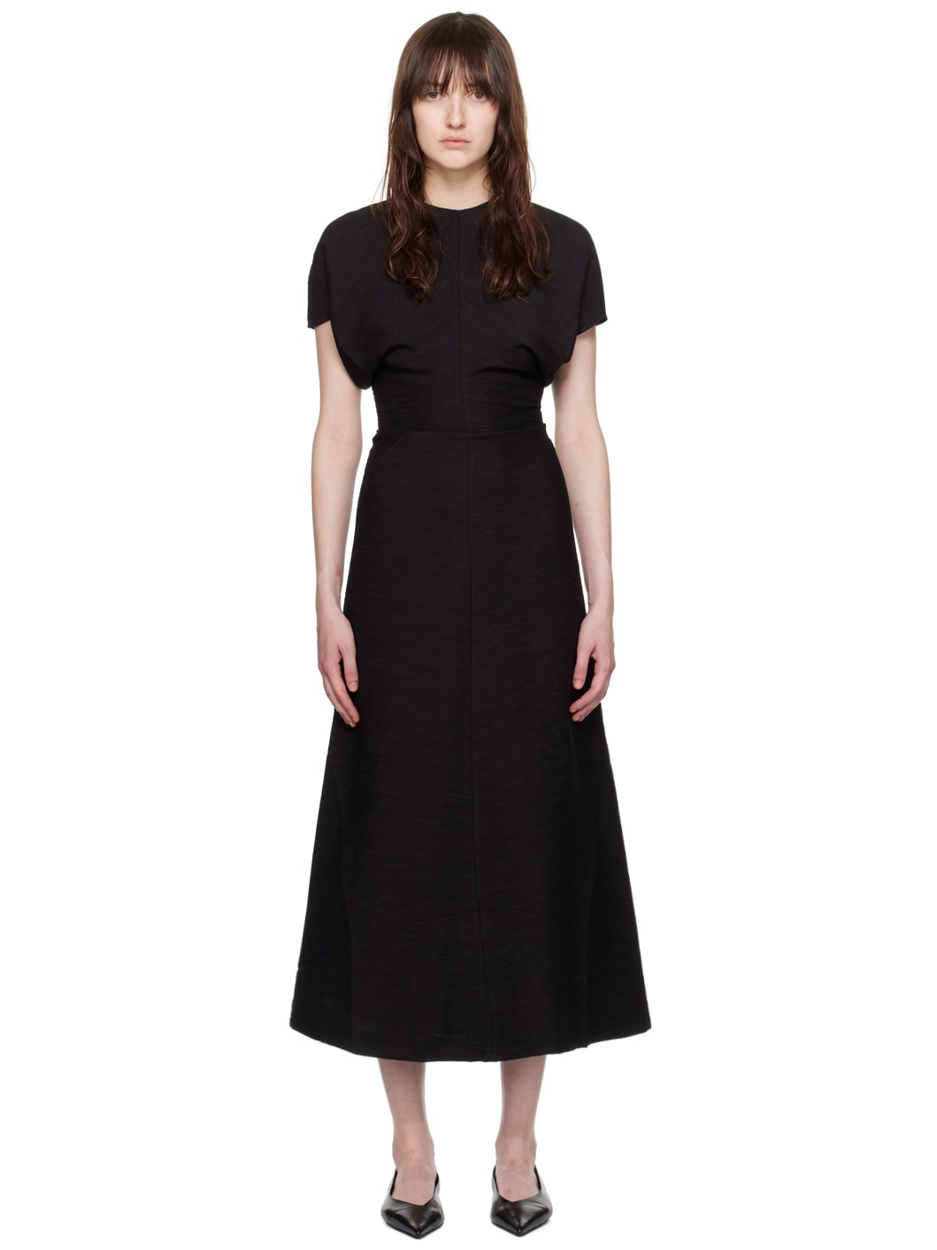 Black Slouch Waist Maxi Dress - 1