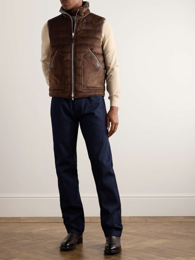 TOM FORD Slim-Fit Reversible Quilted Leather-Trimmed Suede and Shell Down Gilet outlook