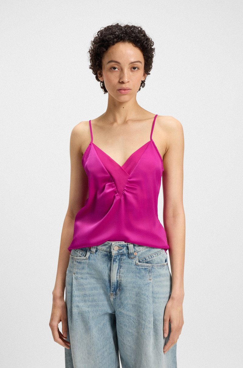 SATIN CAMISOLE TOP WITH GEORGETTE NECKLINE 2