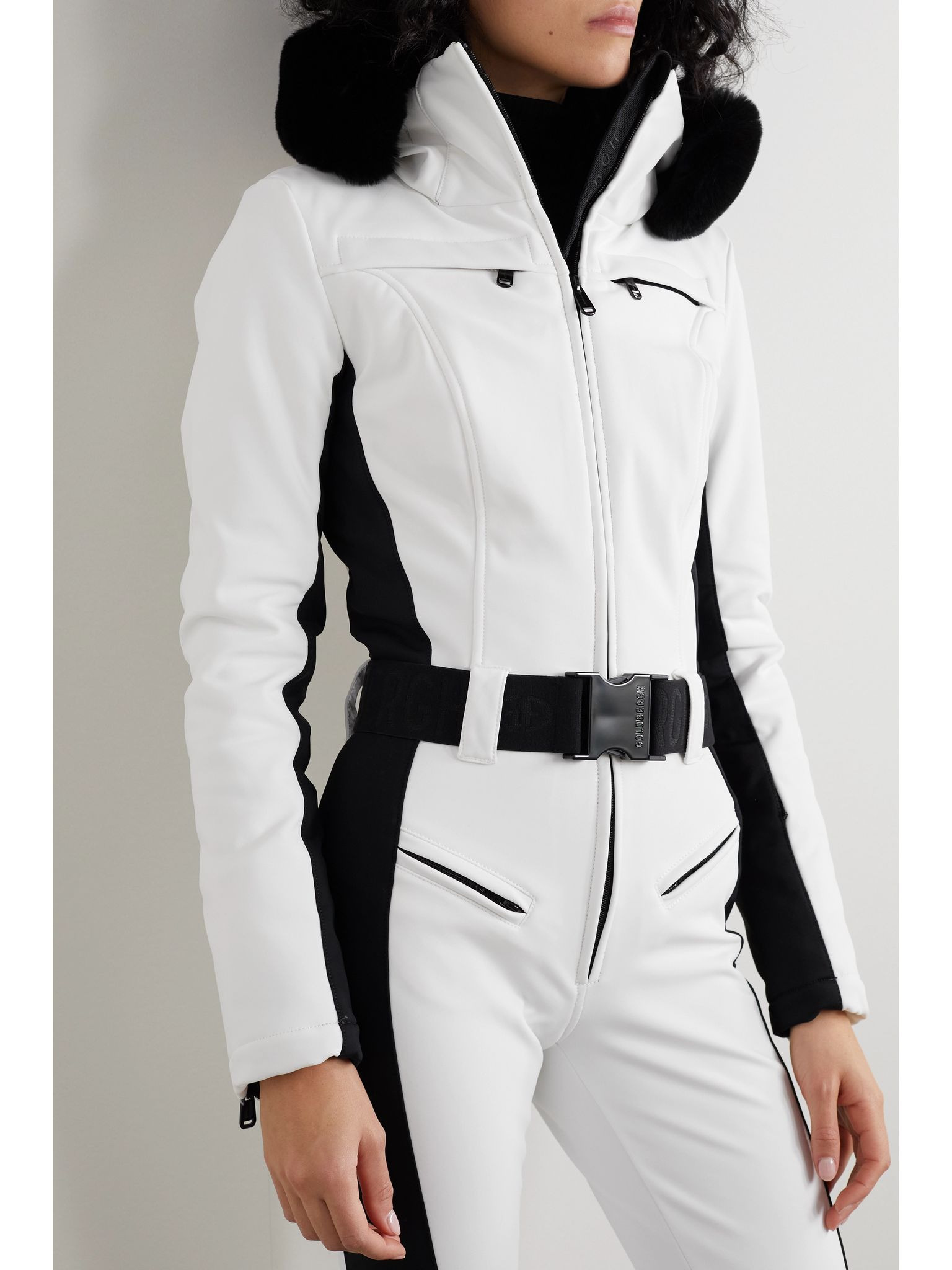 Parry belted hooded faux fur-trimmed ski suit White - 5