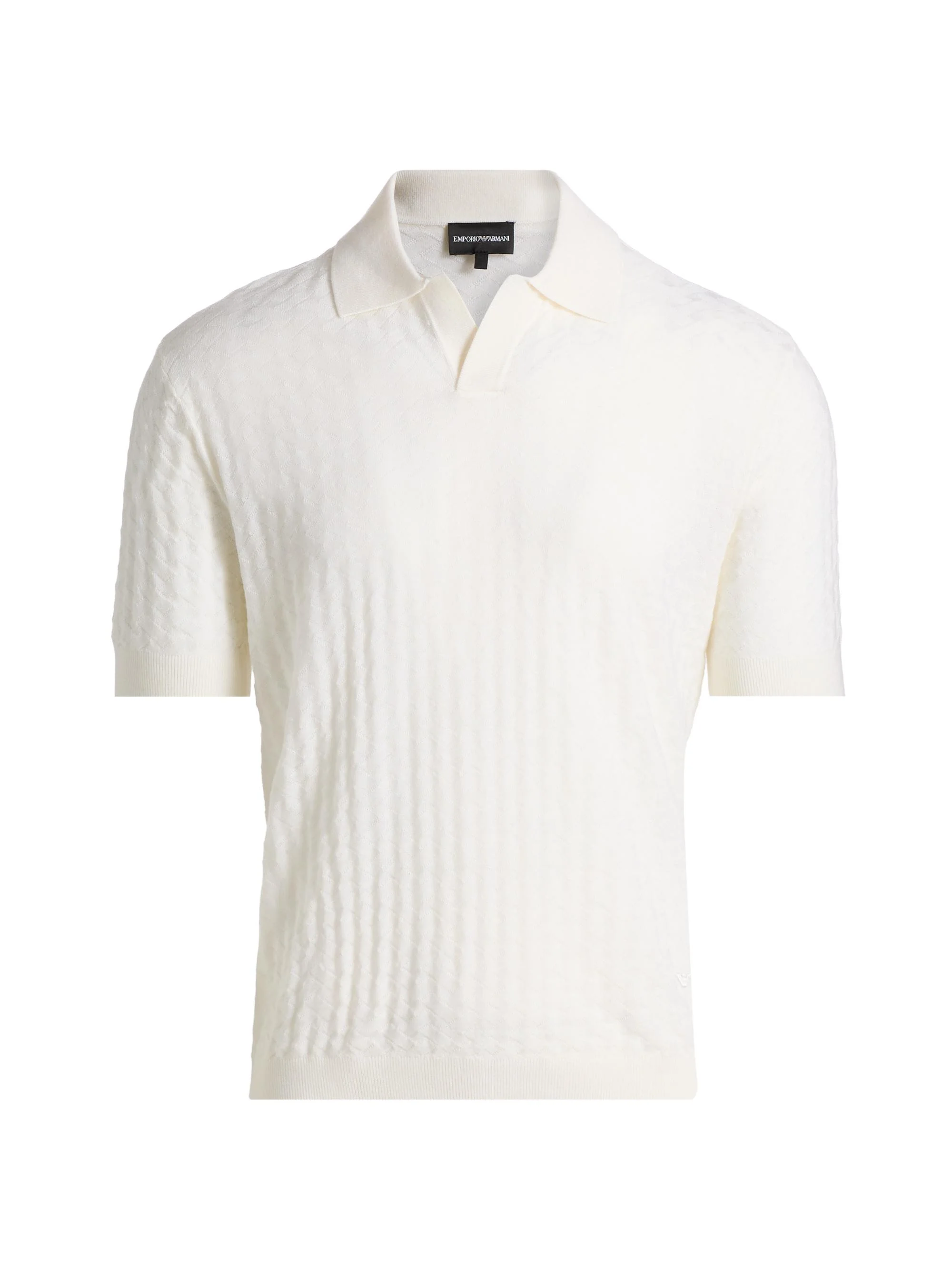 Men's Tonal Basketweave Wool Sweater - Off White - 1