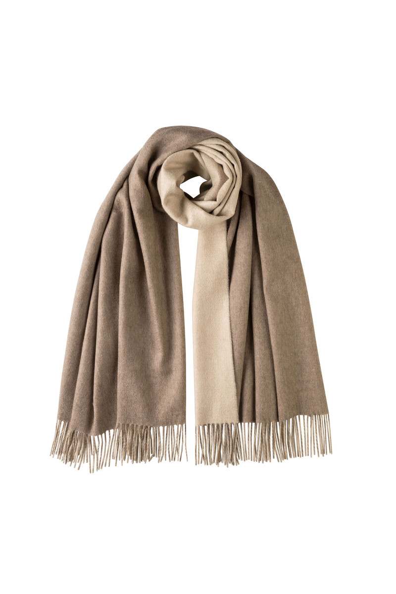 Contrast Reversible Natural Cashmere Stole 1