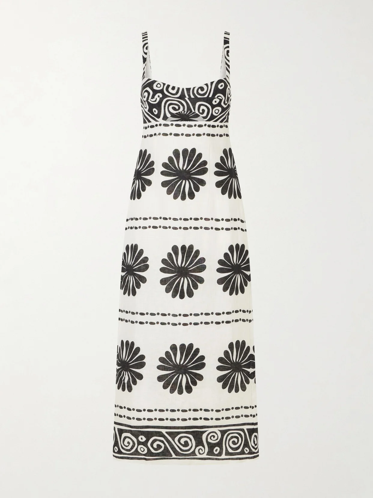 Nara Cutout Printed Linen Midi Dress - 1