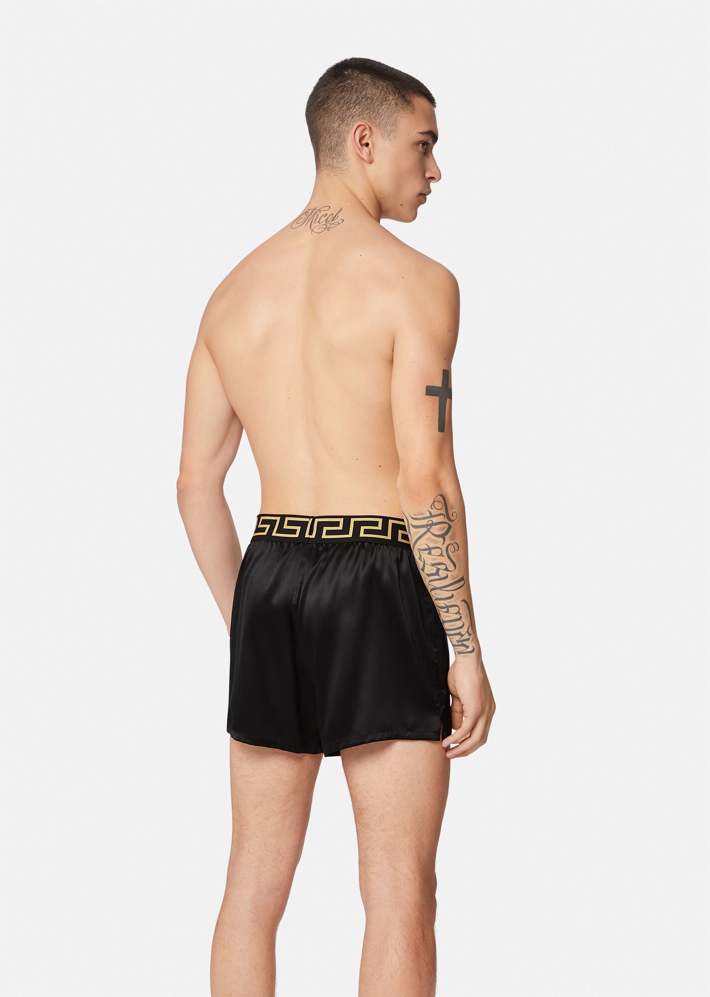 Greca Border Silk Pyjama Shorts - 3