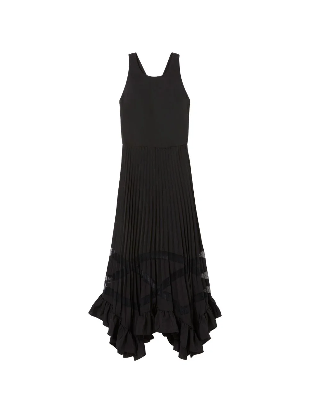 pleated ruffled-hem dress - 1