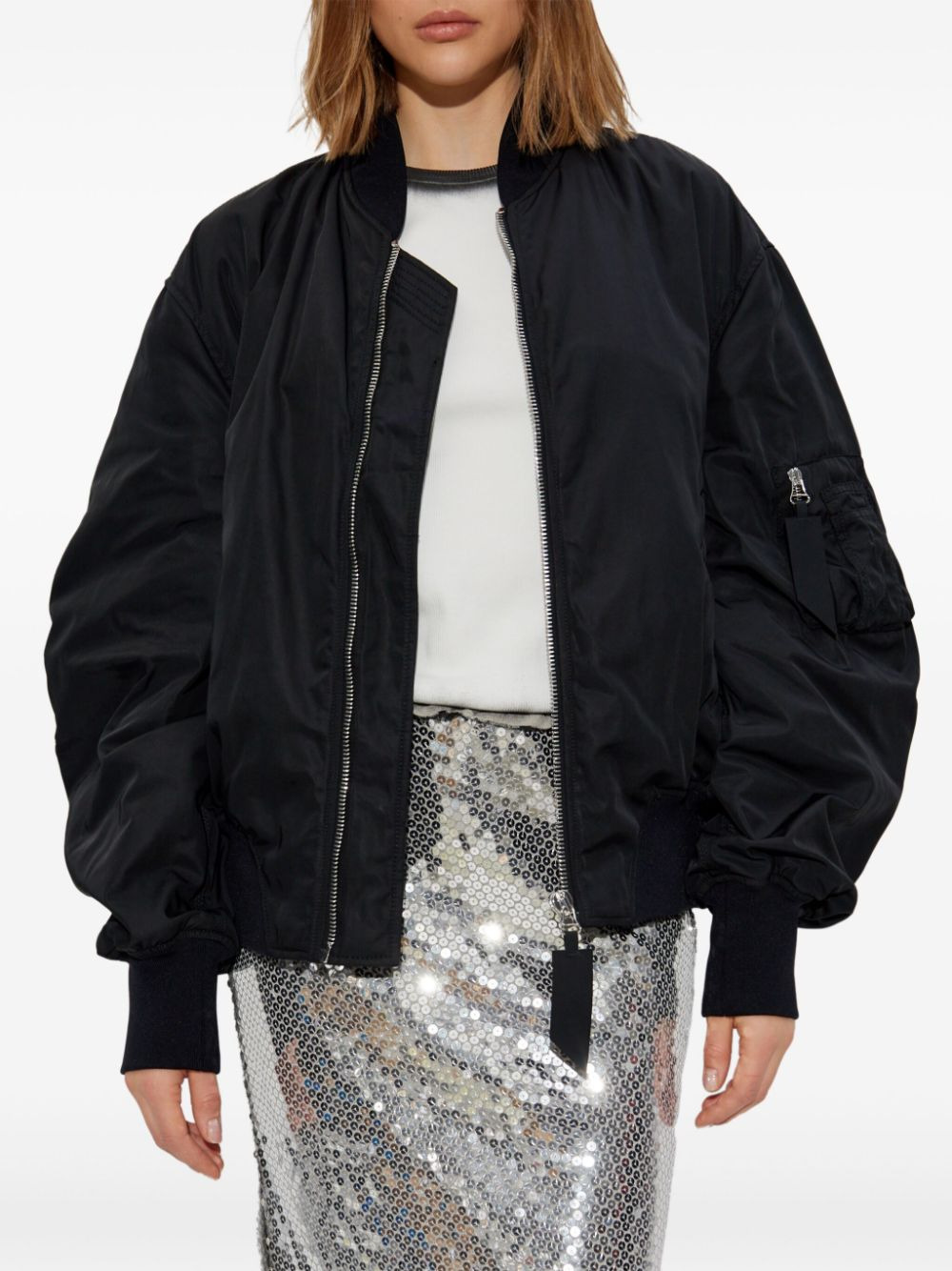 The Attico Women Bomber Jacket With Bishop Sleeves - 3