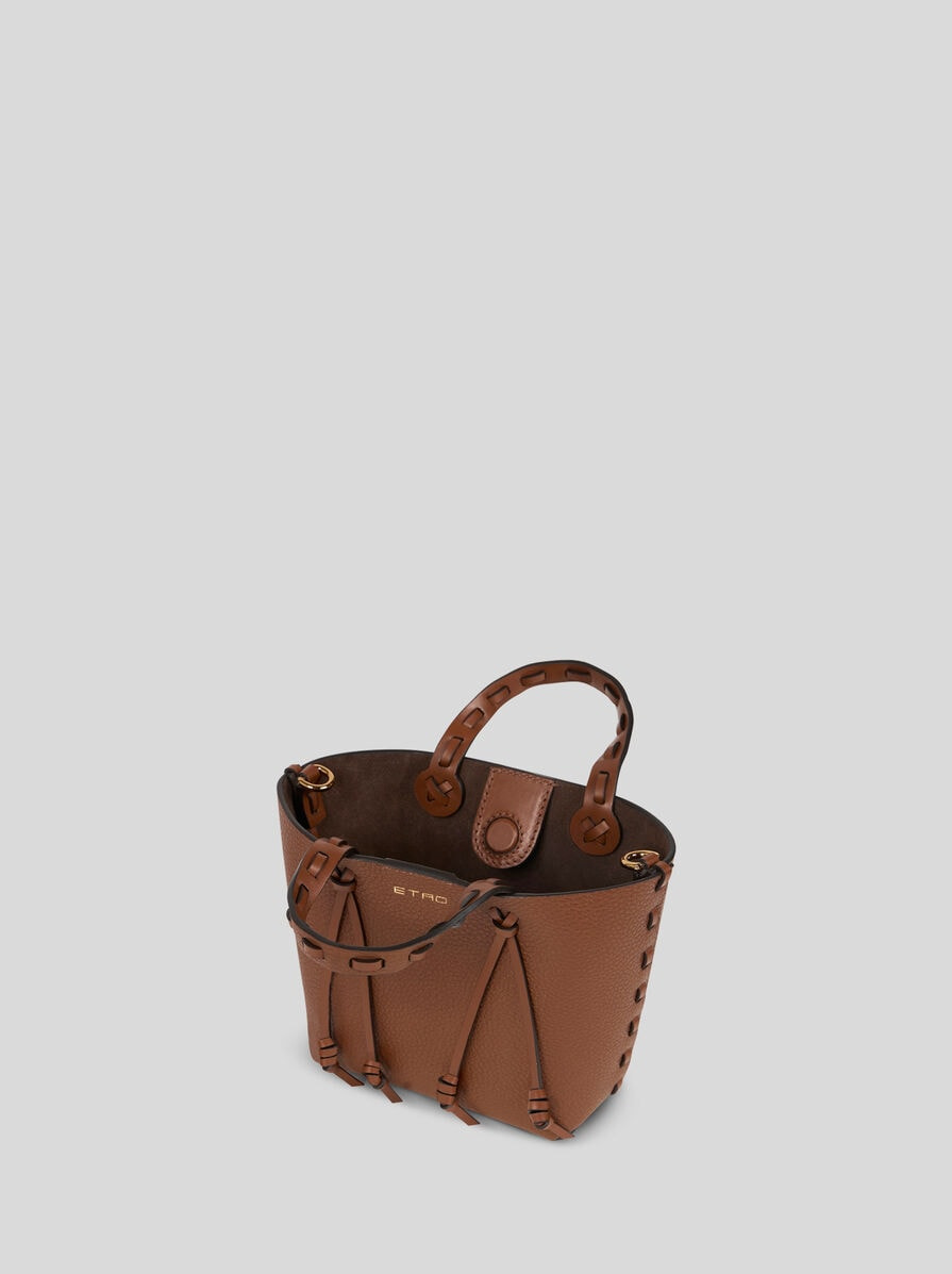 ETRO ESSENTIAL MINI LEATHER TOTE BAG WITH THREADING - 4