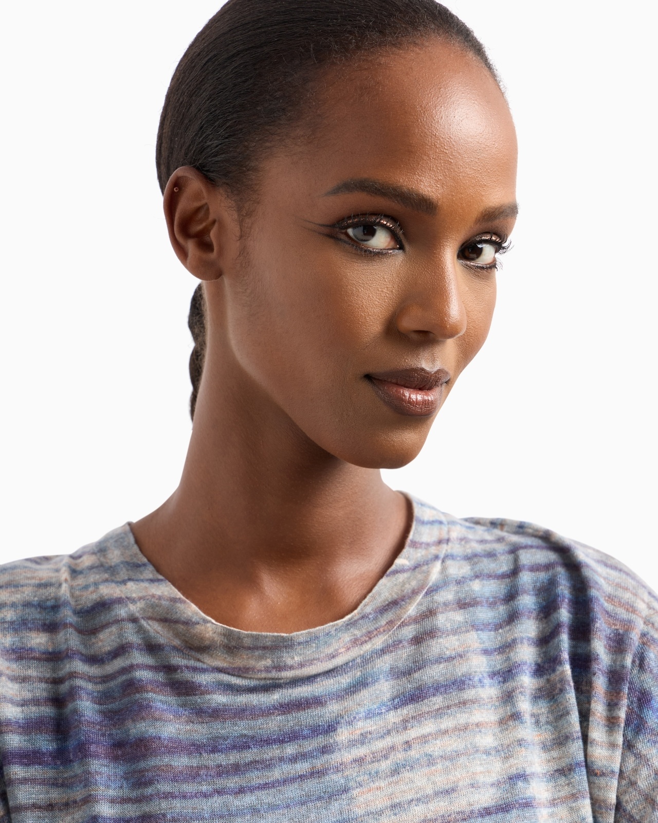 DENIM COLLECTION PRINTED LINEN JERSEY T-SHIRT - 5