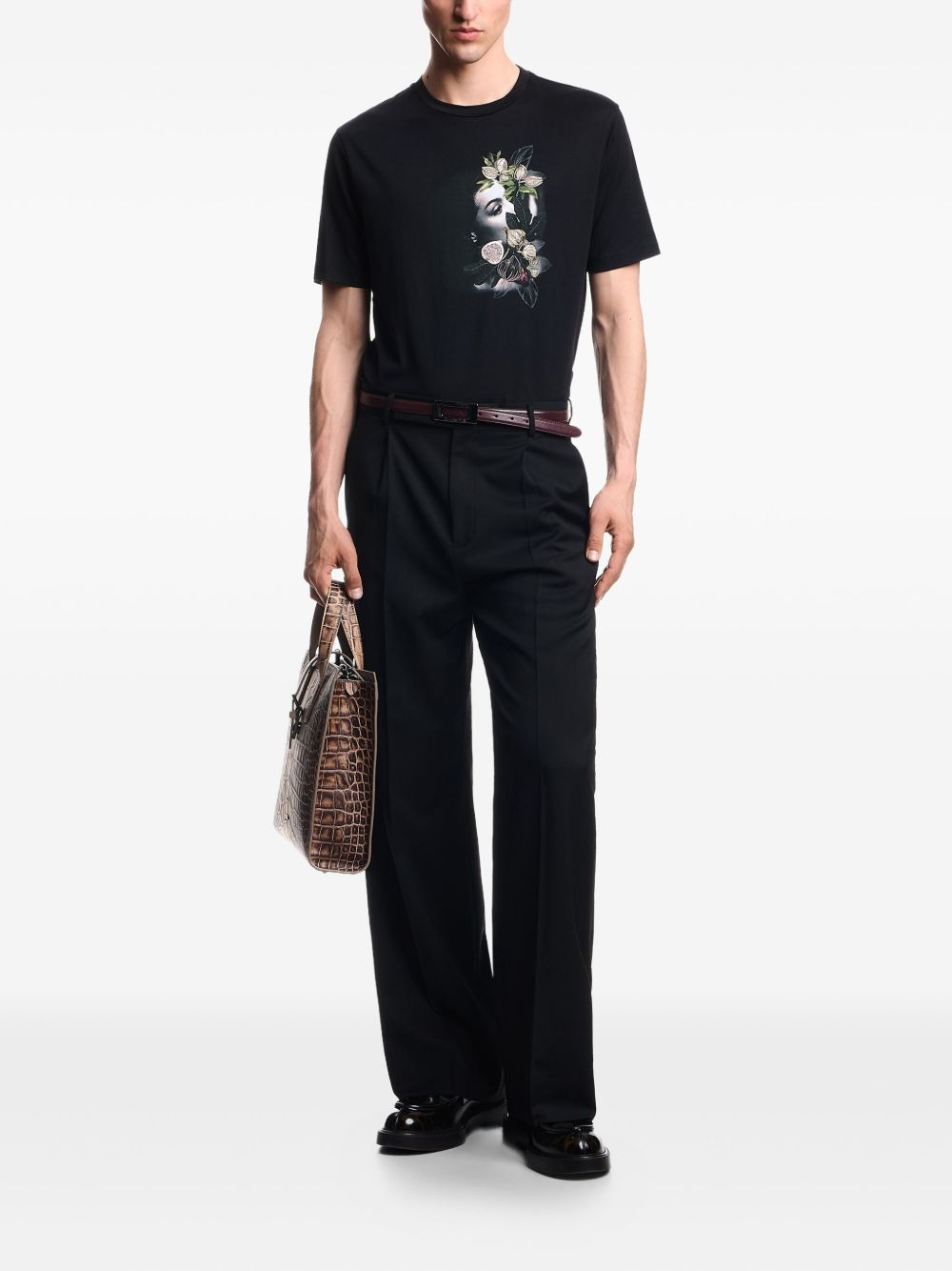 floral-print portrait T-shirt - 2