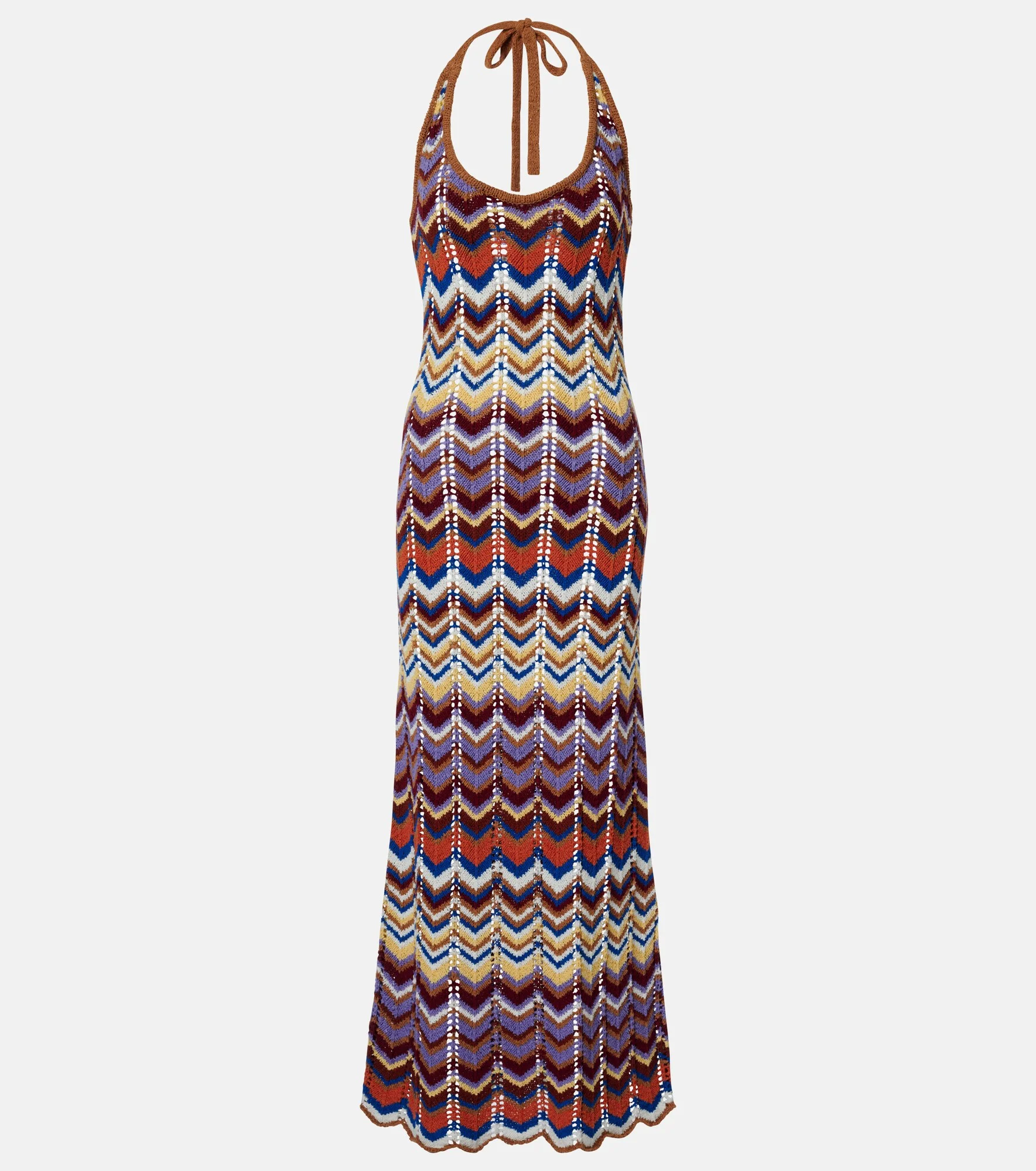 Elisa chevron crochet cotton-blend maxi dress - 1