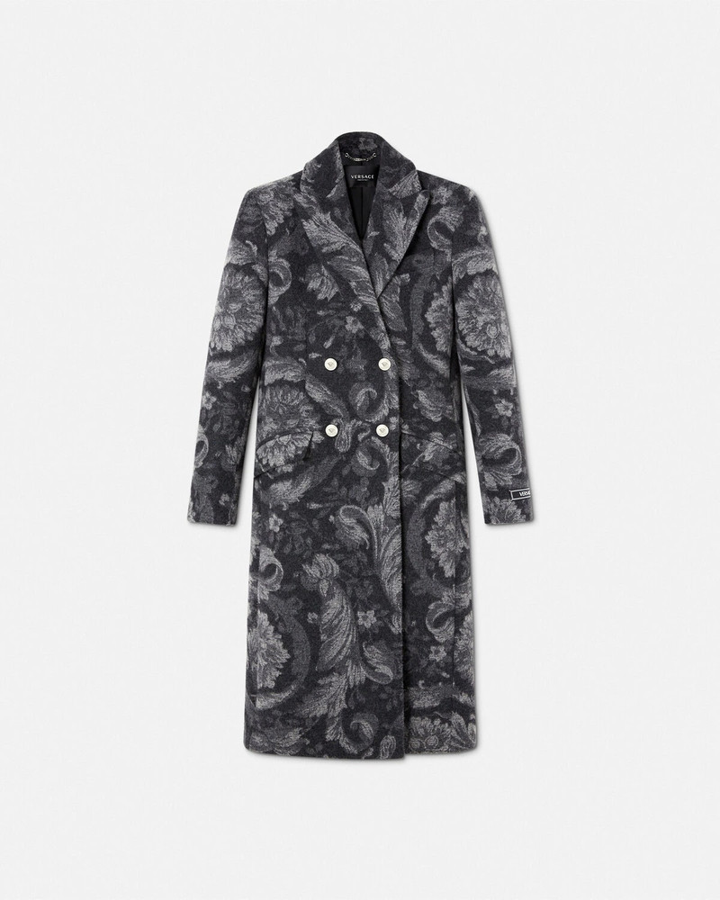 Barocco Stencil Wool Long Coat 1