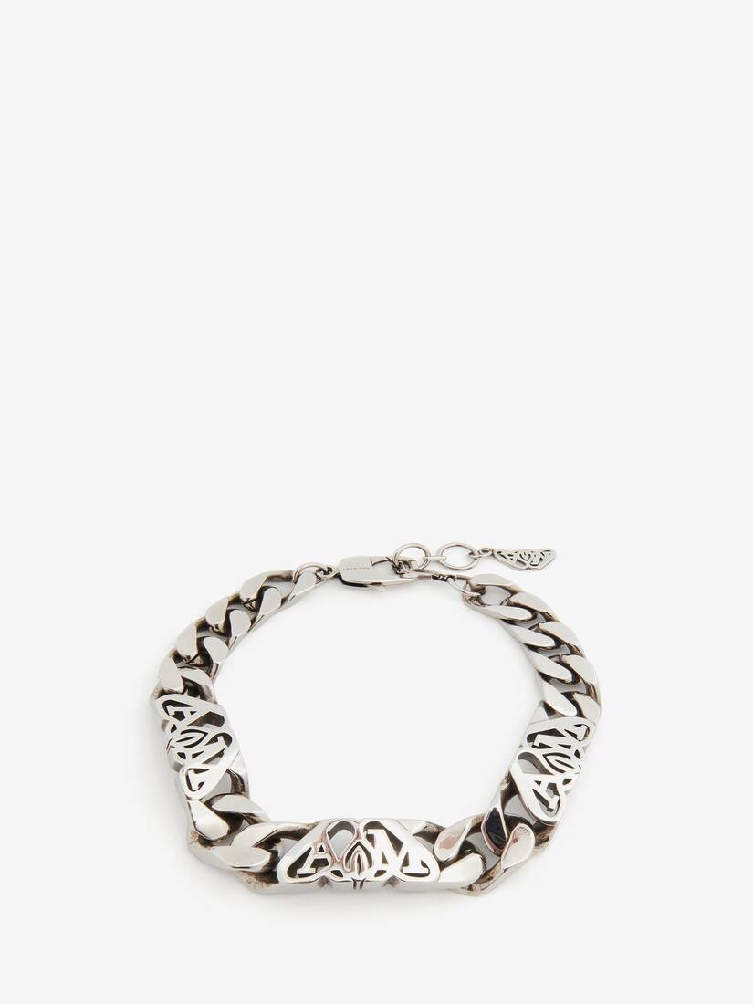 Men's Seal Logo Chain Bracelet in Antique Silver - 1