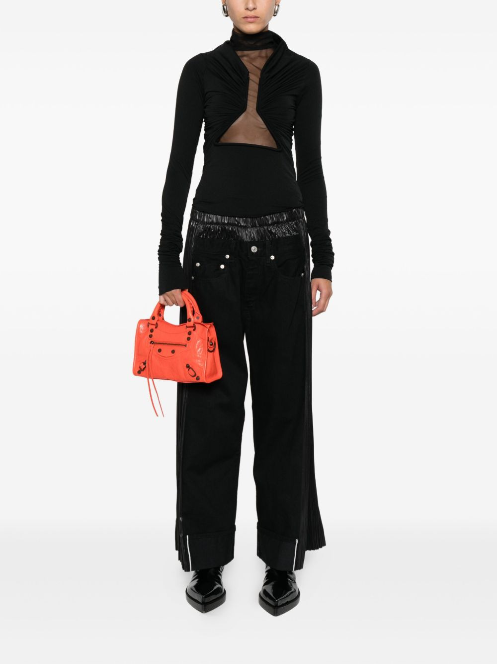 pleated-panel pants - 2