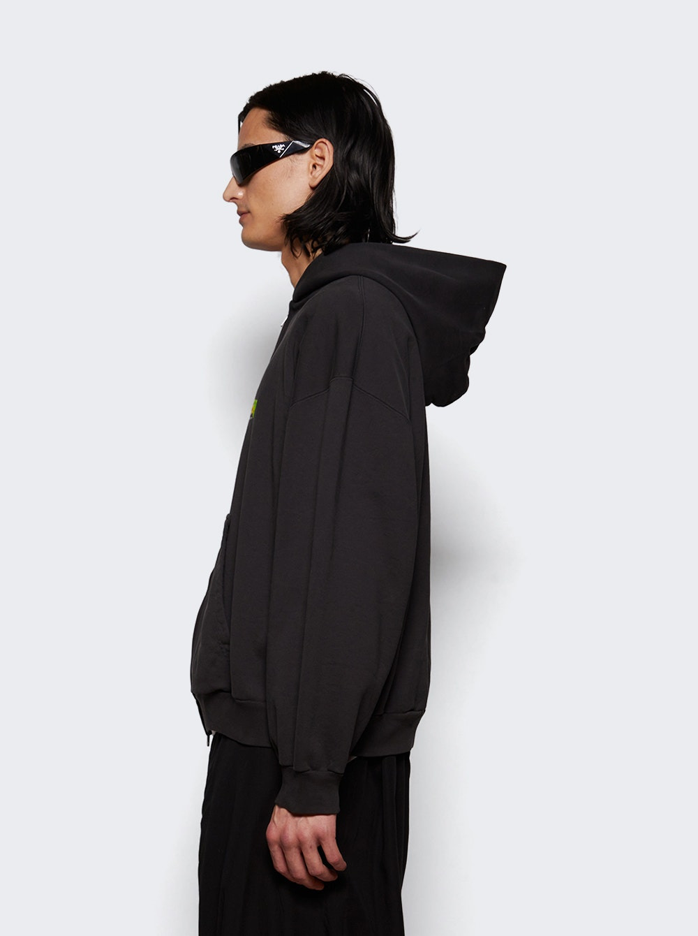 Zip Up Hoodie Washed Black - 3
