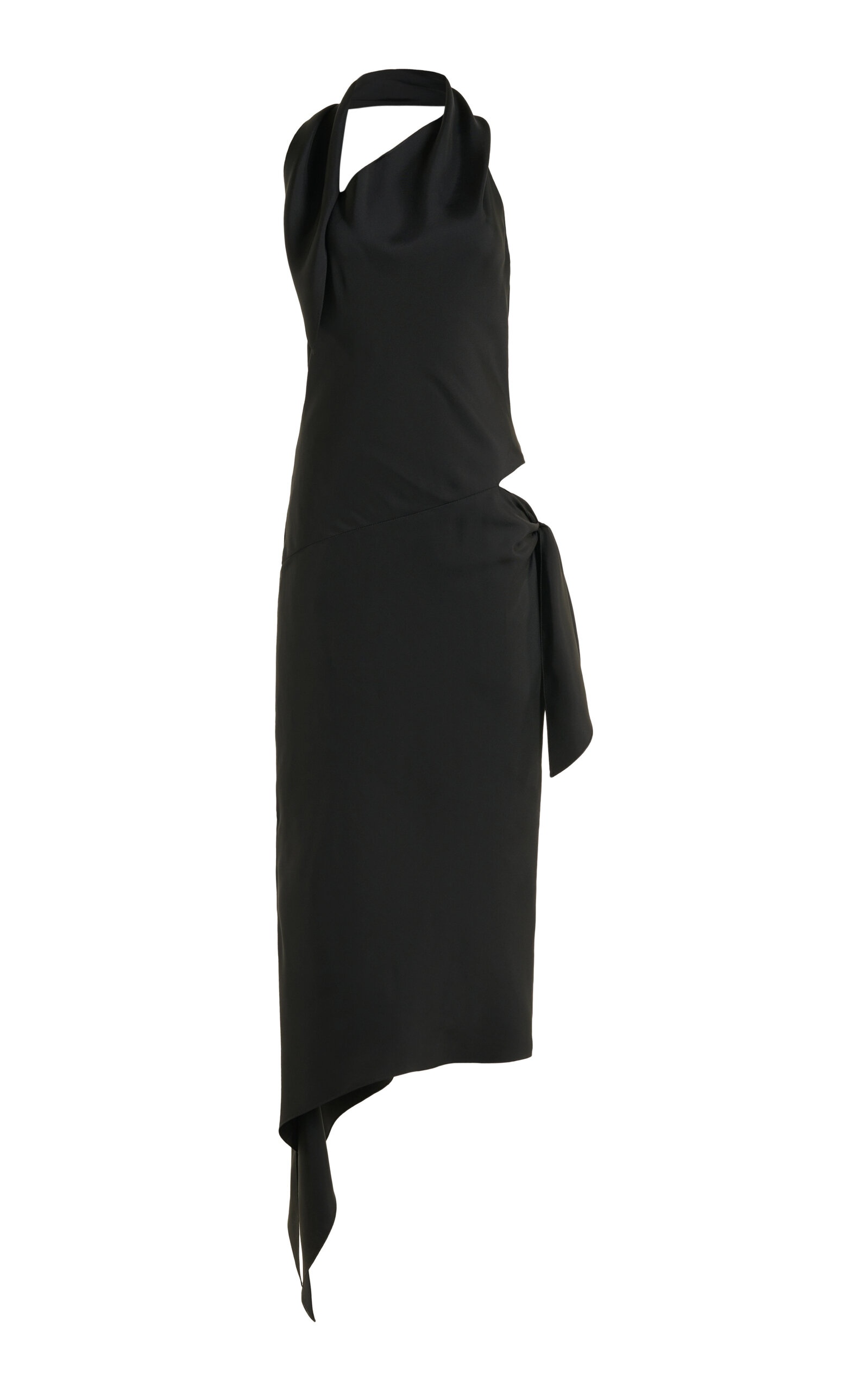 Knot Slash Silk Midi Dress grey - 1