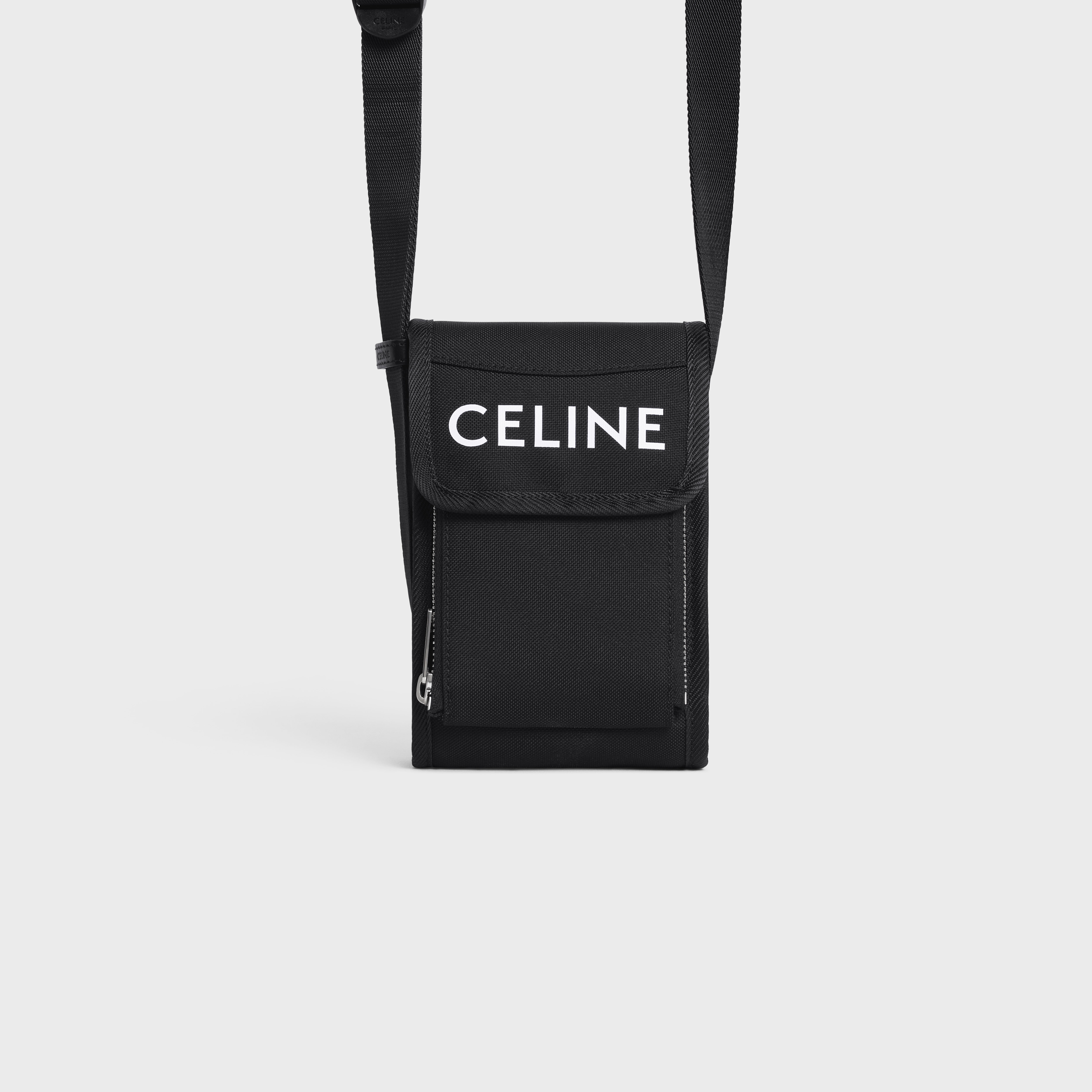 CELINE trekking phone pouch in nylon with celine print