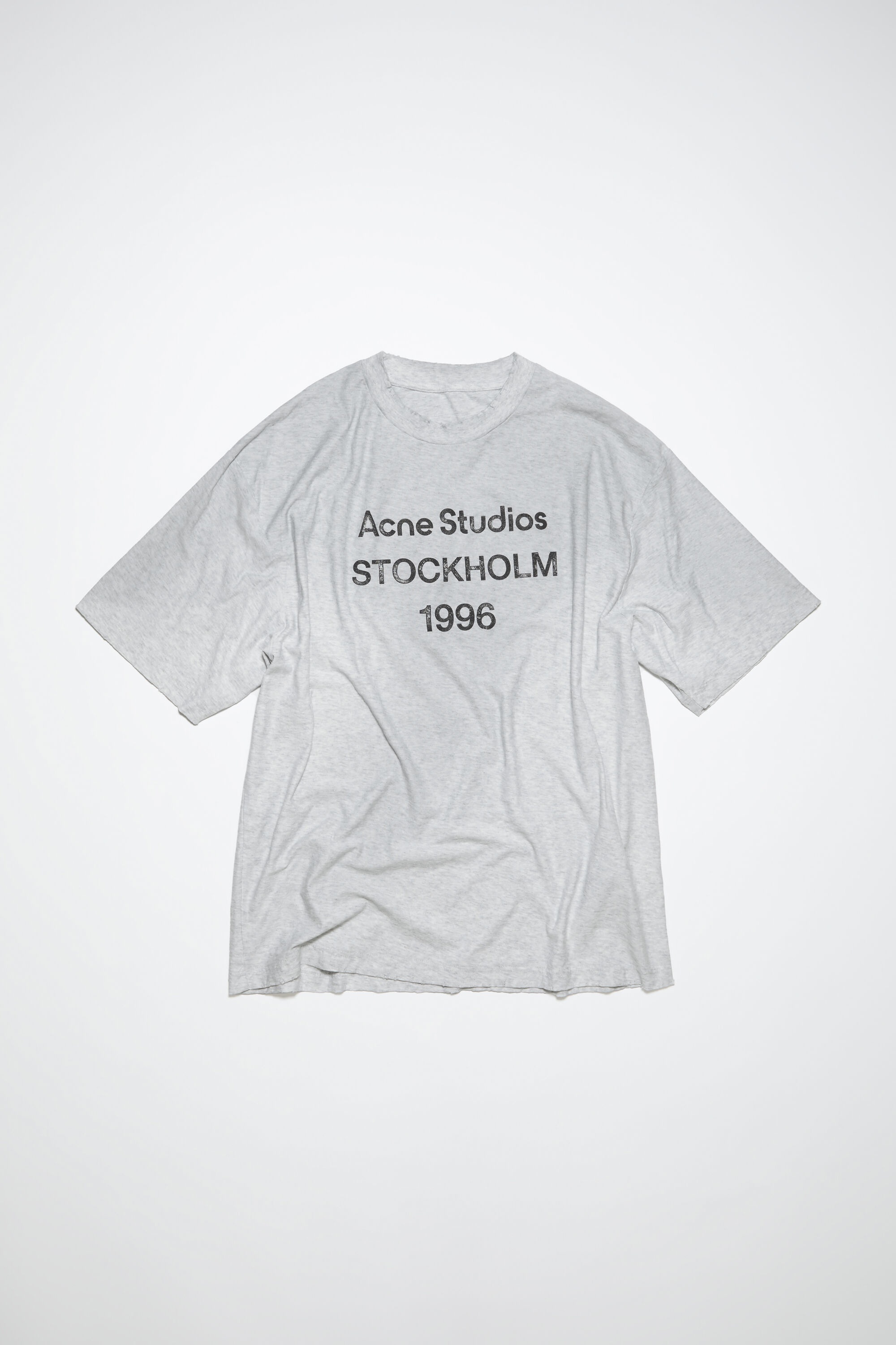 Acne Studios Logo T-Shirt - Relaxed Fit - Pale Grey Melange