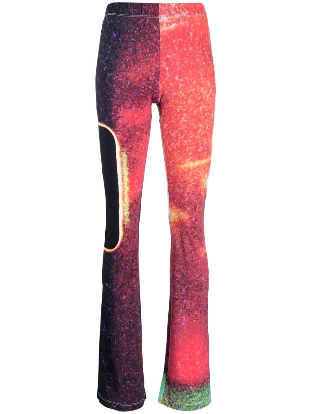 abstract-pattern print flared trousers - 1