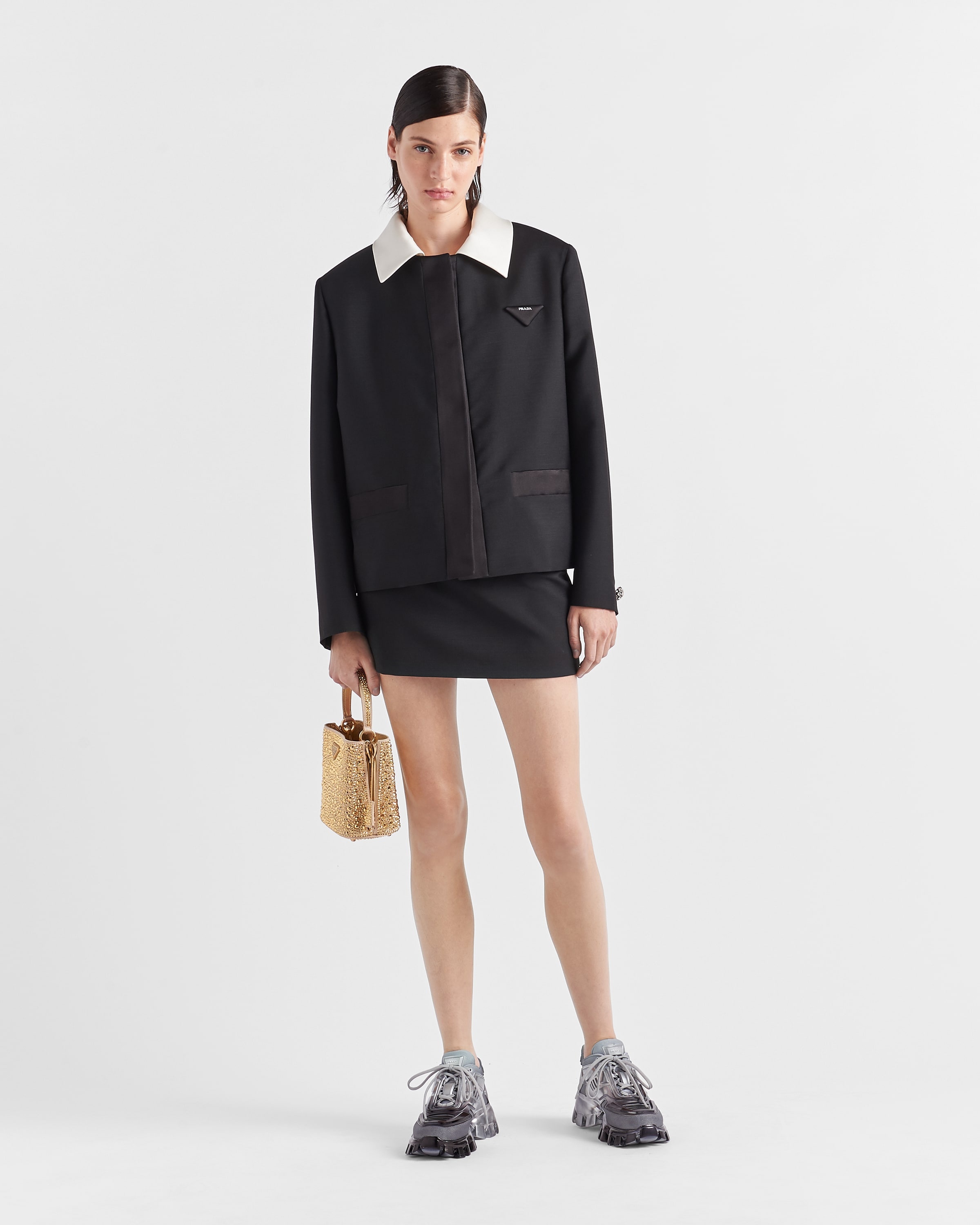 Prada Double-breasted kid mohair jacket | REVERSIBLE