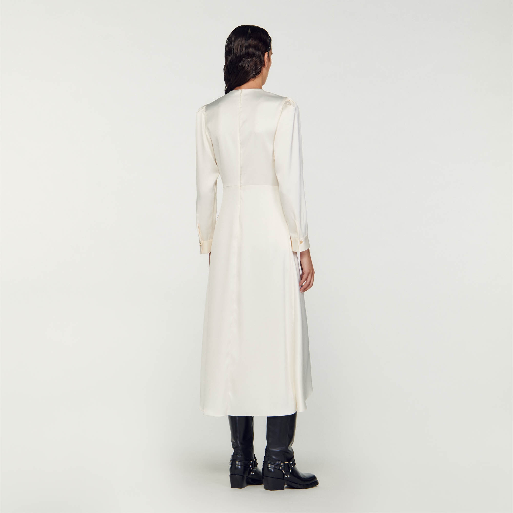 RUFFLED SATIN-EFFECT DRESS - 6