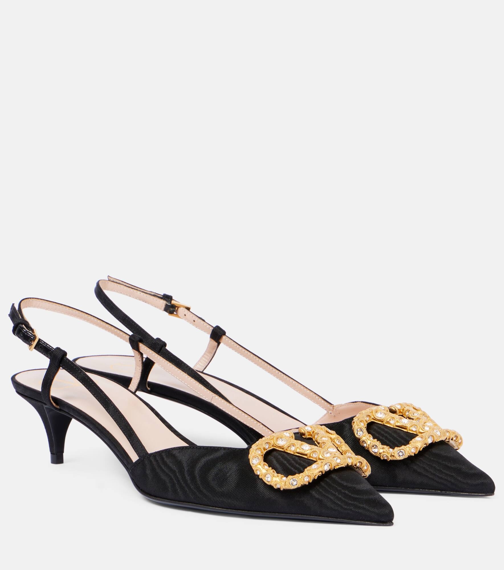 VLogo Signature 40 satin slingback pumps - 1