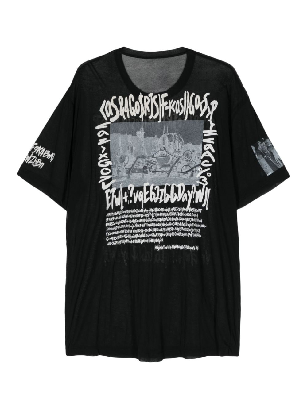 graphic-print semi-sheer T-shirt - 2