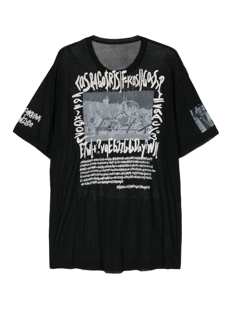 doublet graphic-print semi-sheer T-shirt outlook