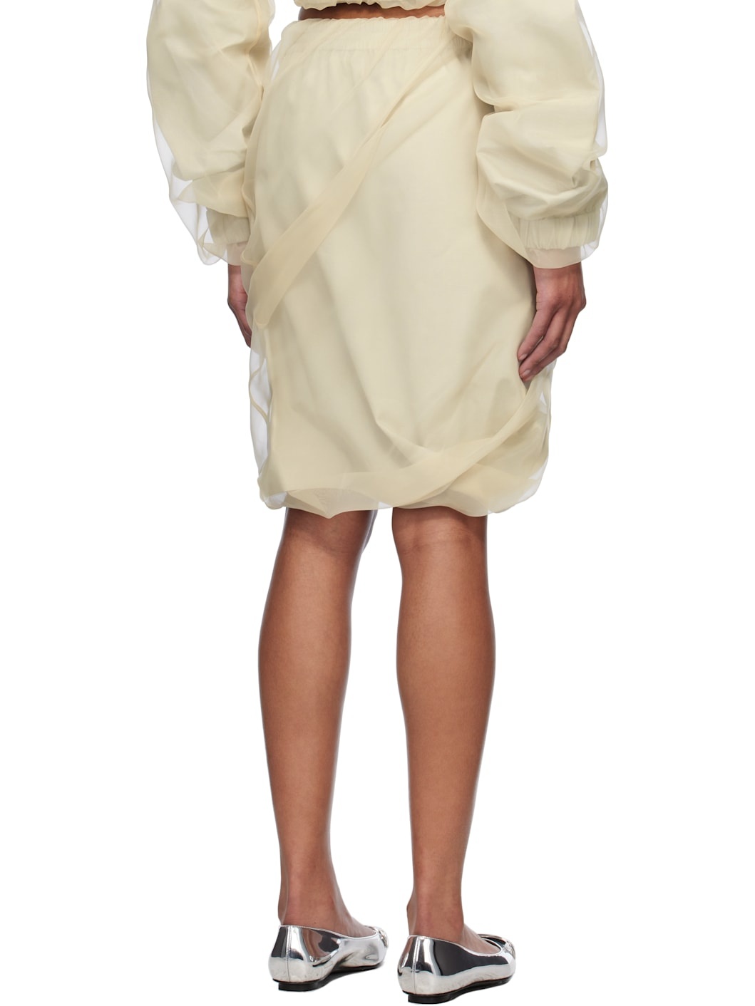 Beige Layered Mini Skirt - 3