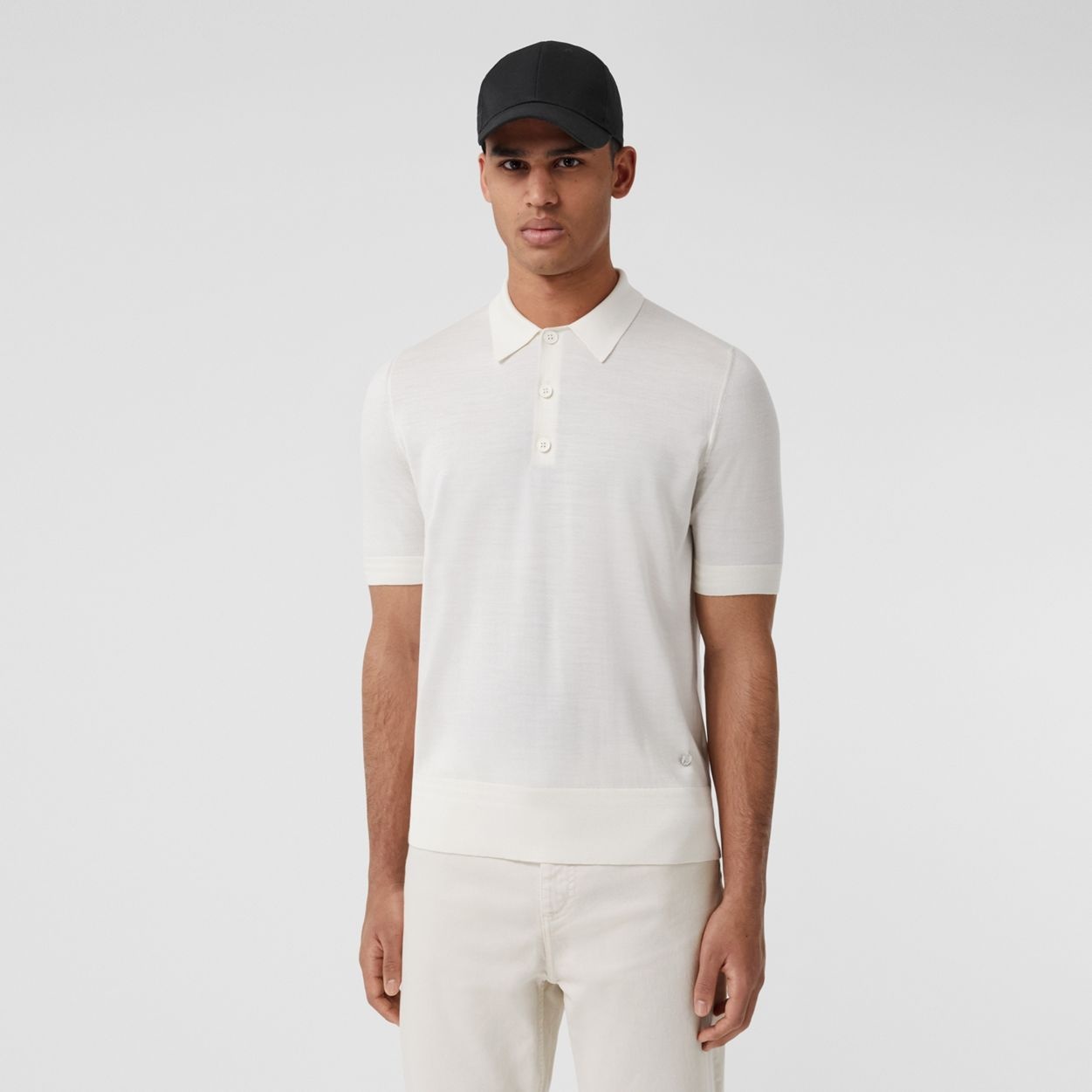 Monogram Motif Wool Silk Blend Polo Shirt - 6