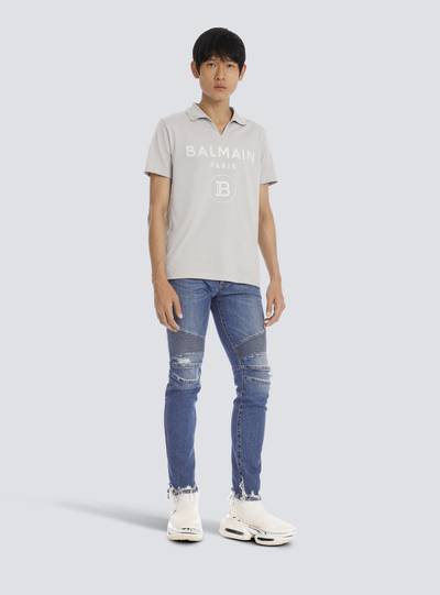 Balmain Tapered ripped blue cotton jeans outlook