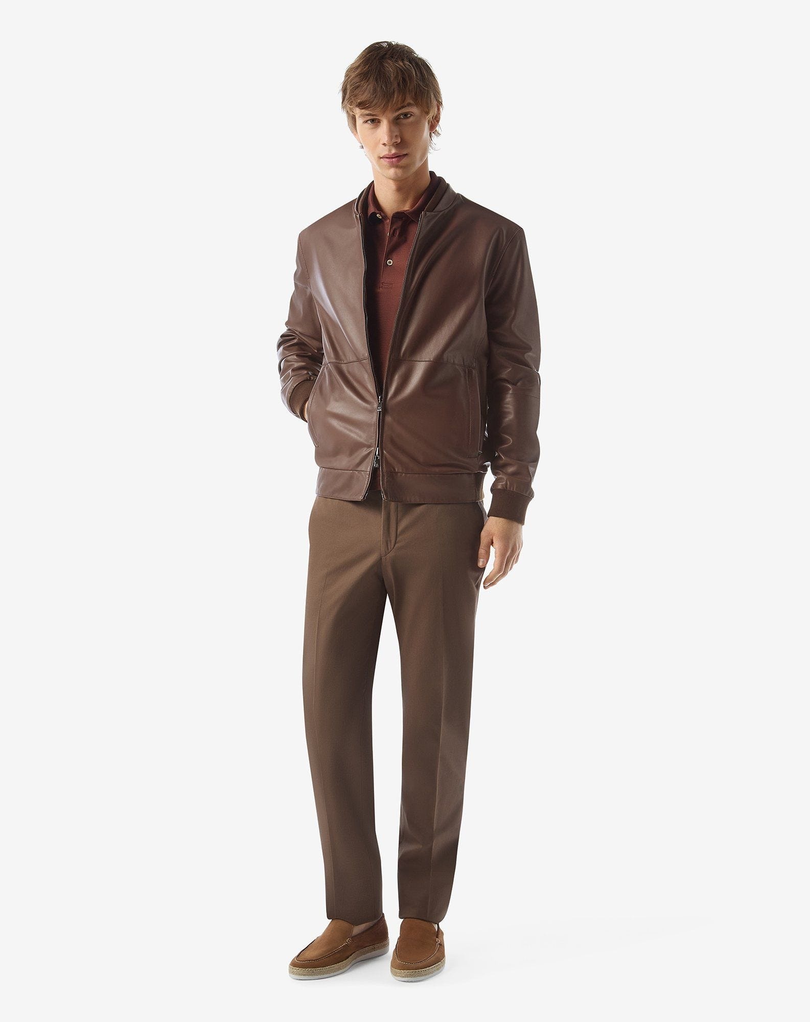 Reversible brown nappa leather jacket - 7