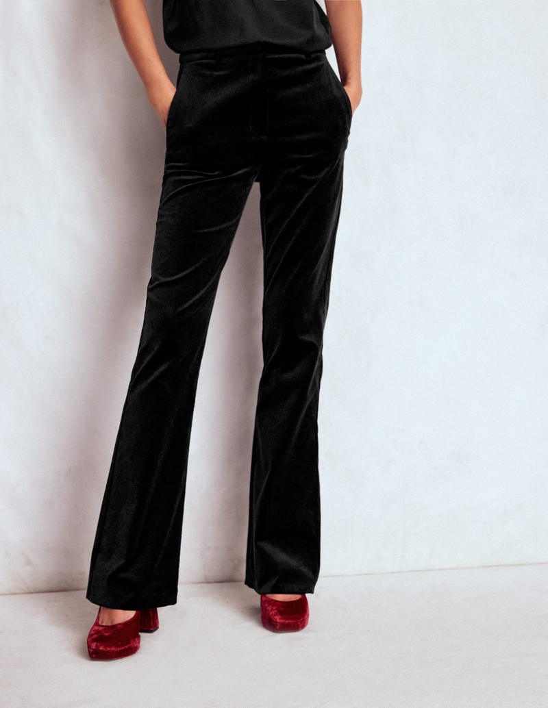 Fitted Velvet Flare Pants-Black 7