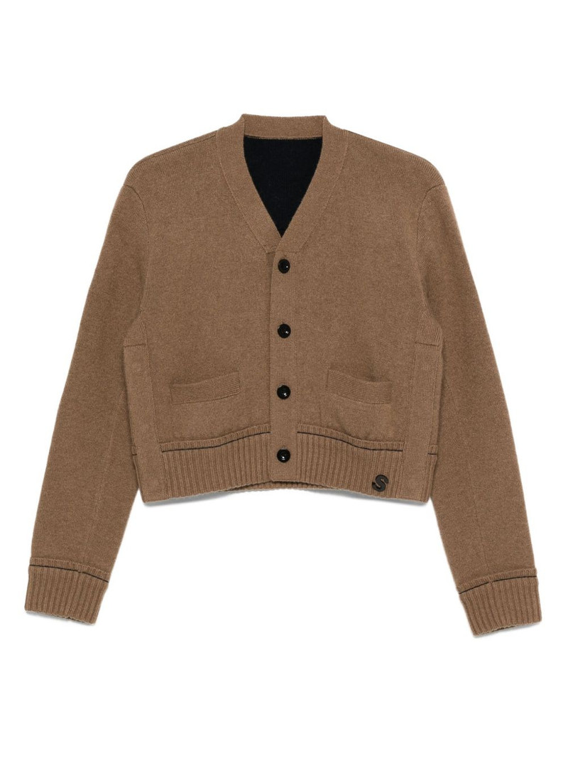 logo-embroidered cardigan 1