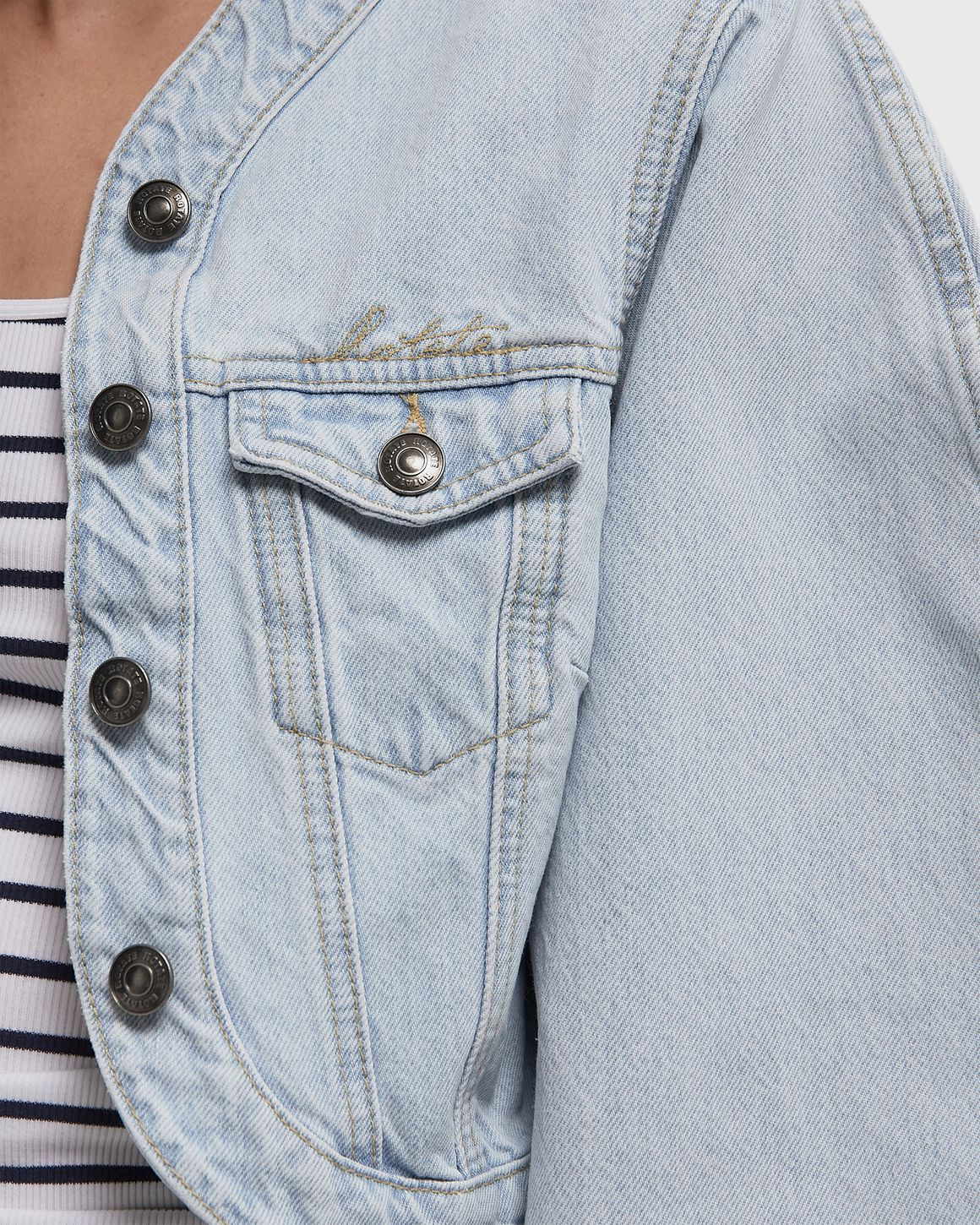 Round Sleeve Denim Jacket - 4