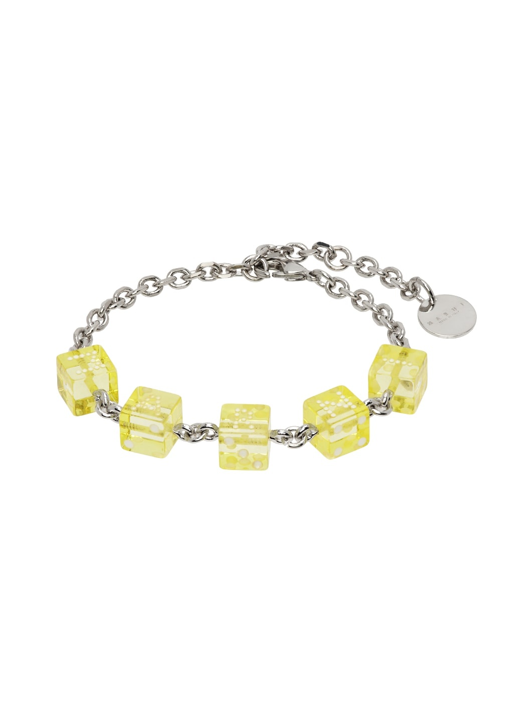 Silver & Yellow Dice Charm Bracelet - 1