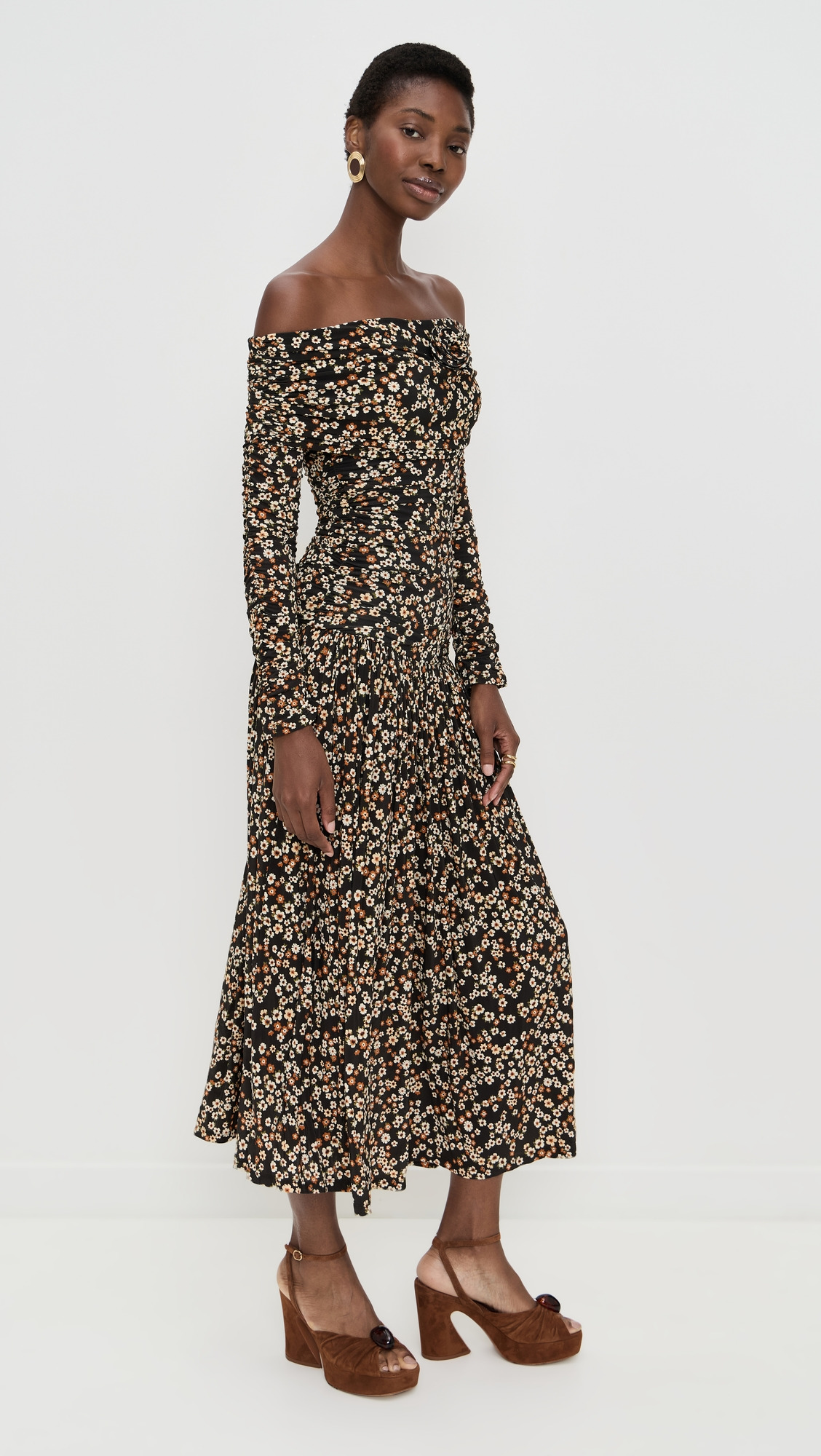 Tiny Flowers Long Sleeve Maxi Dress - 4