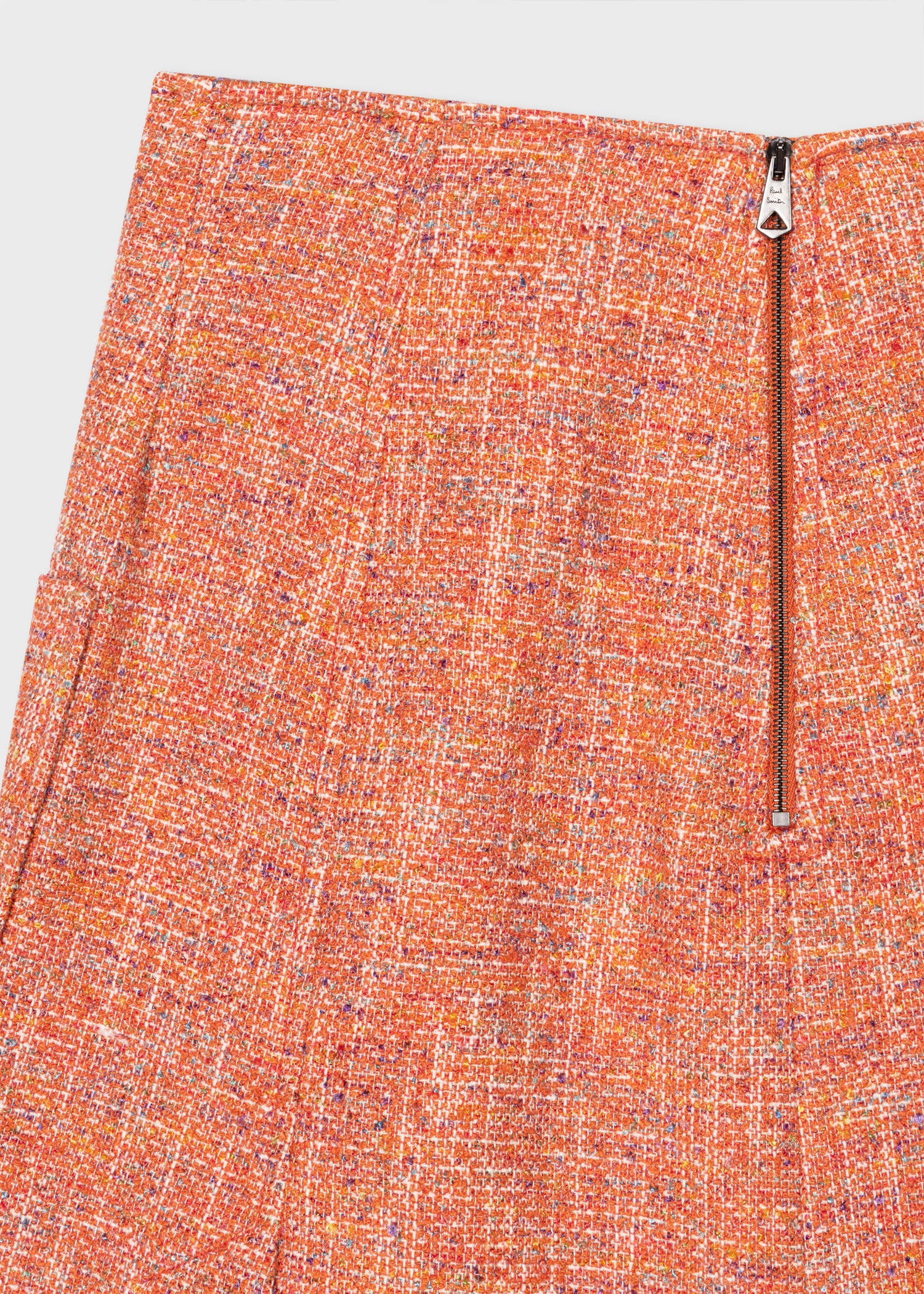 Orange Tweed A-Line Skirt - 2