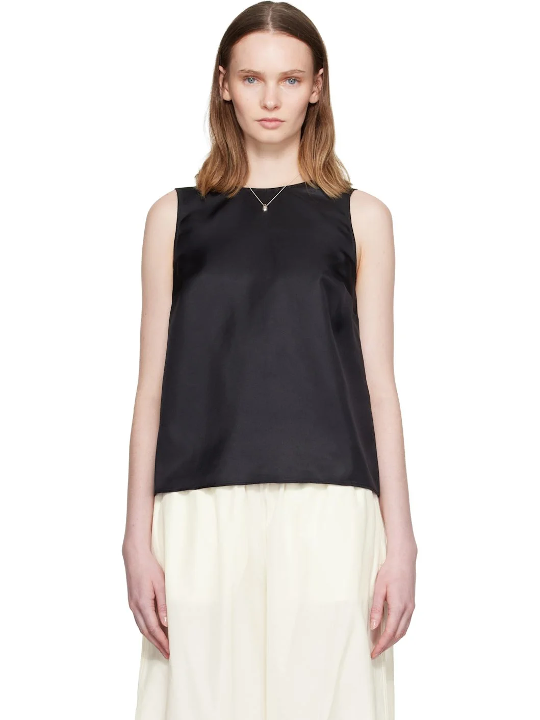 Black Gema Sleeveless Silk Top - 1