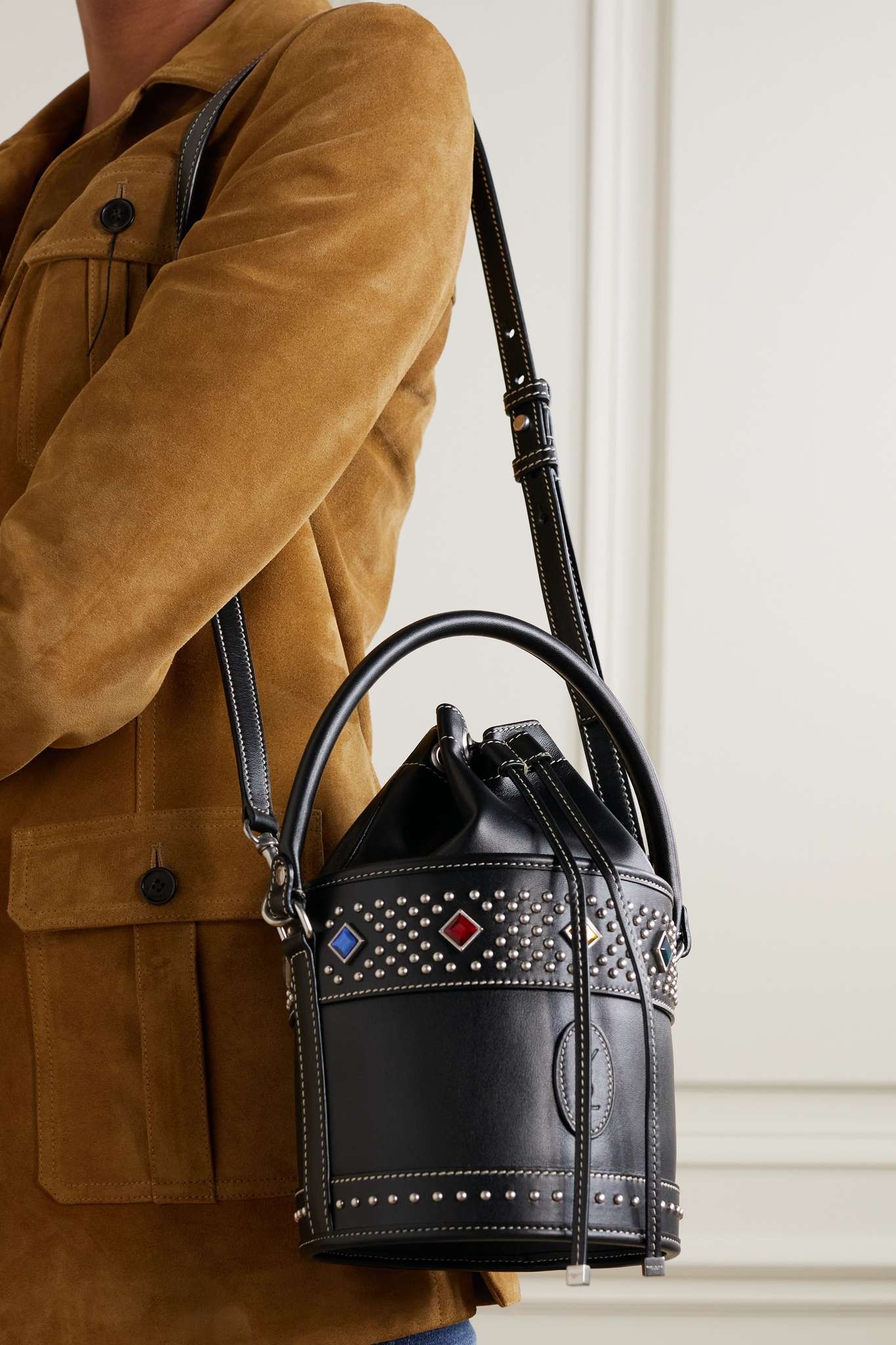 Bahia studded leather bucket bag - 6