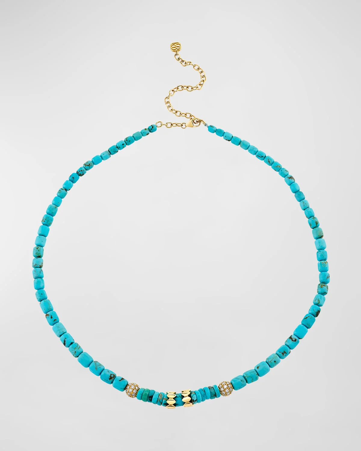 Turquoise Barrels Rondelle Necklace - 1