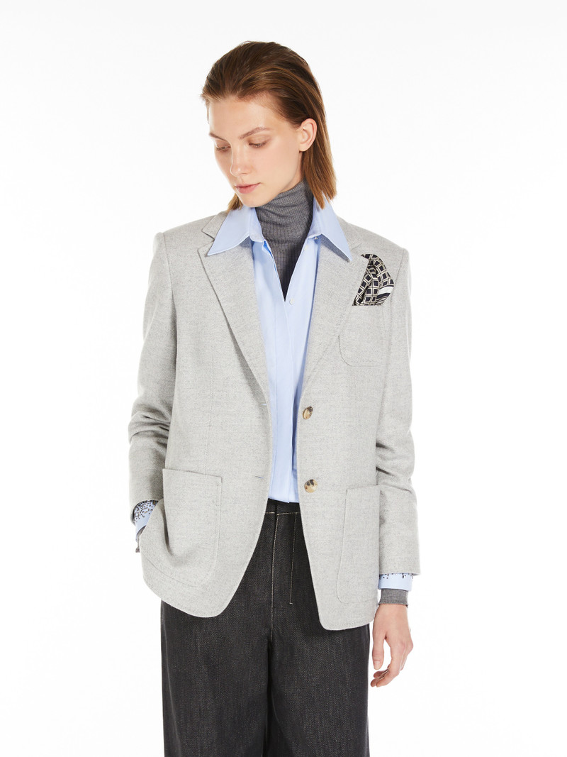 Max Mara CARPI Double-breasted chevron cashmere blazer outlook