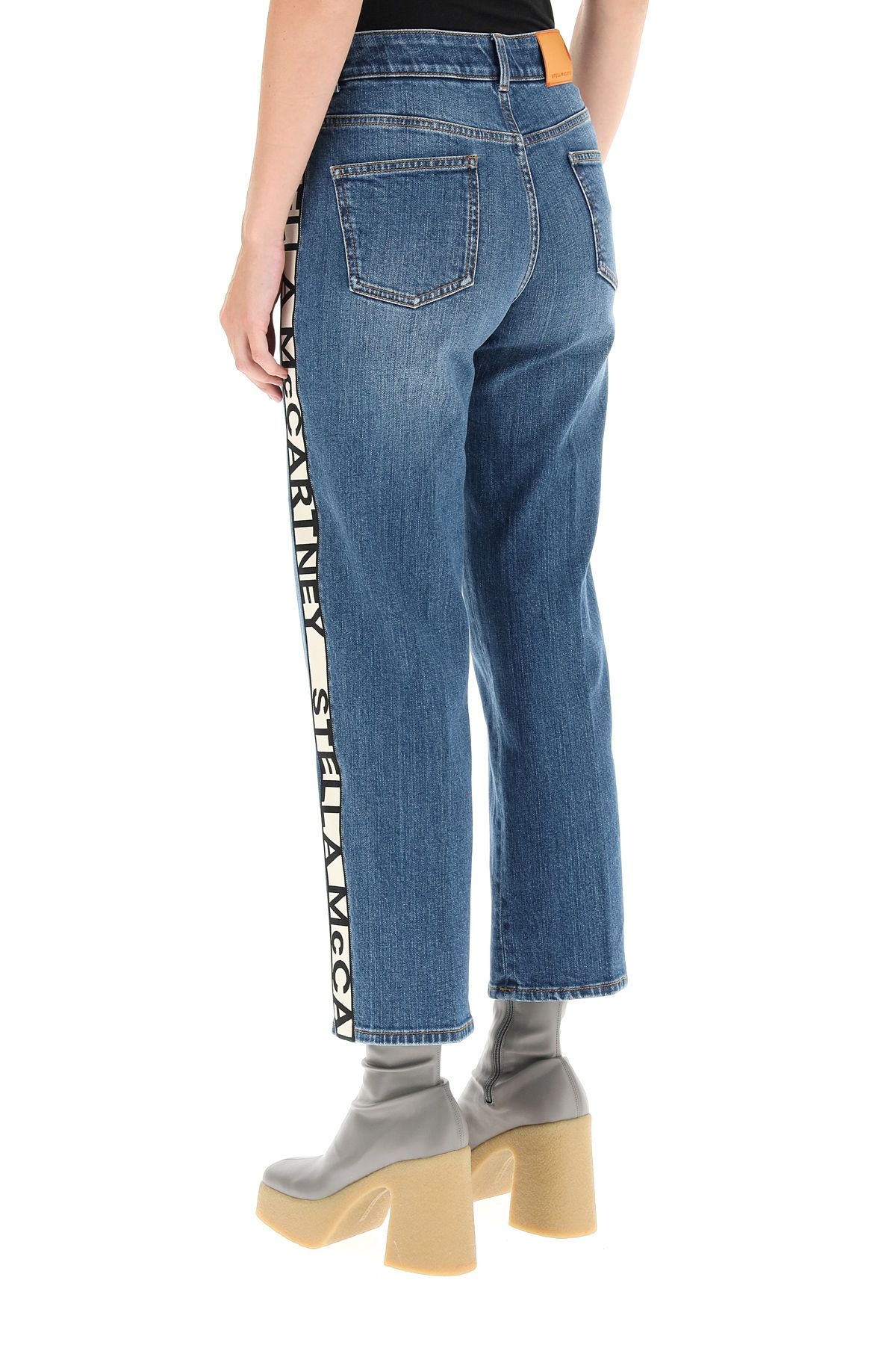 RISE CROPPED JEANS WITH MONOGRAM BANDS - 4