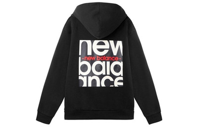 New Balance New Balance Logo Print Hoodie 'Black White' AMT11308-BK outlook