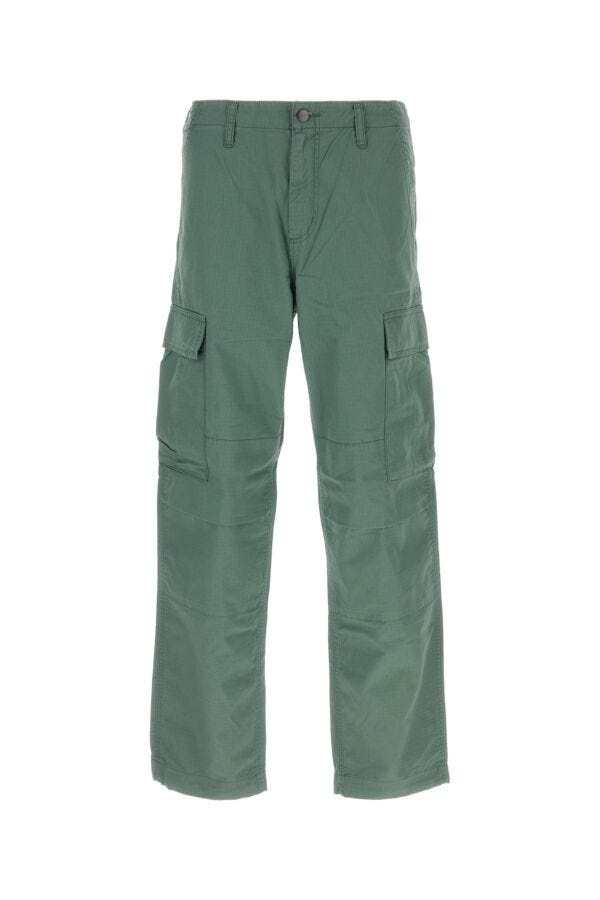 Sage green cotton Regular Cargo Pant - 1