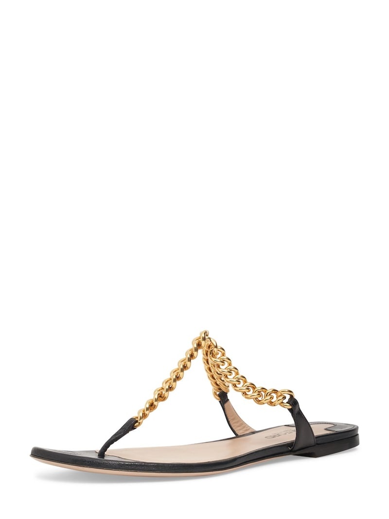 10mm Zenith leather & chain flat sandals - 2