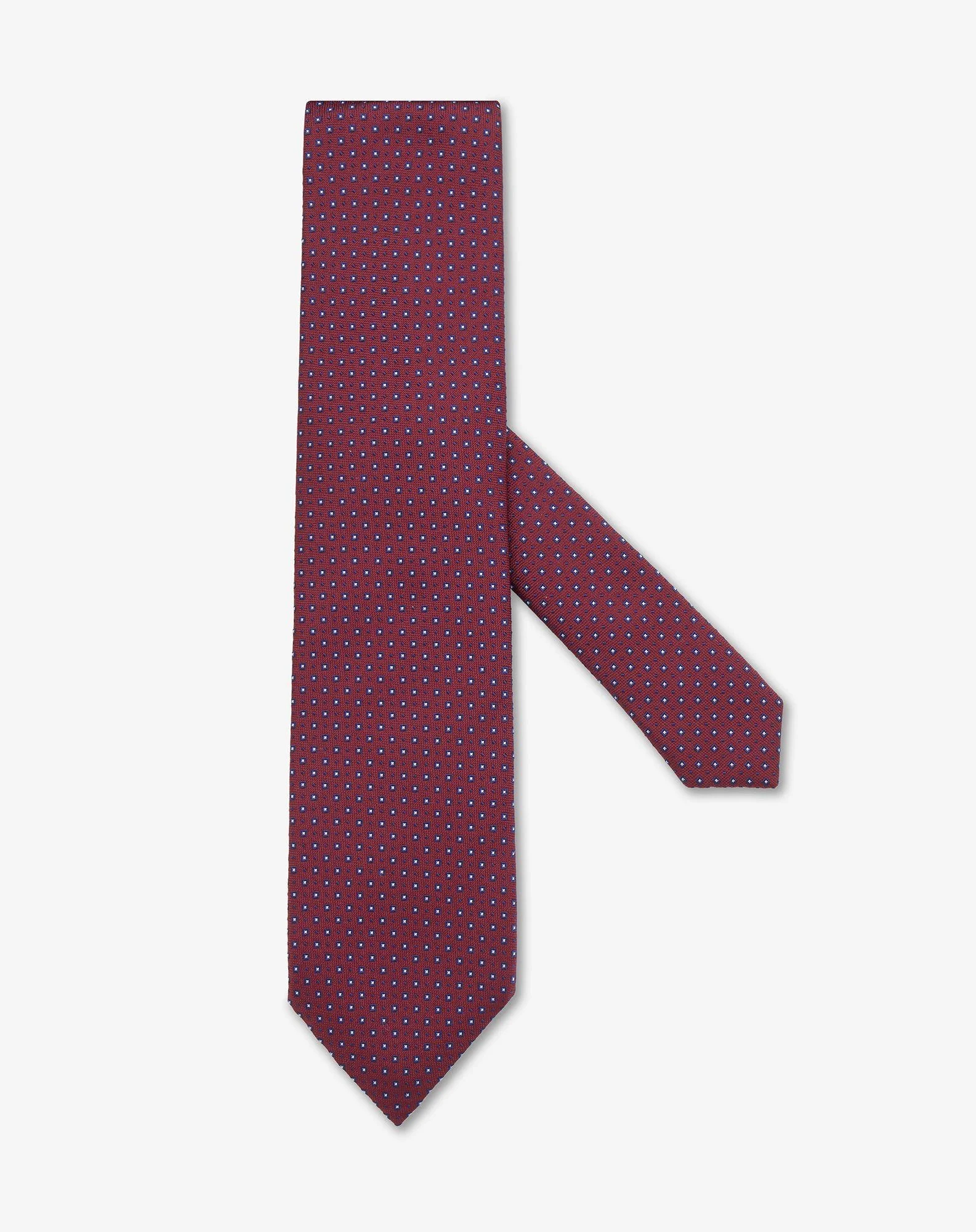 Burgundy jacquard silk tie with micro pattern - 1