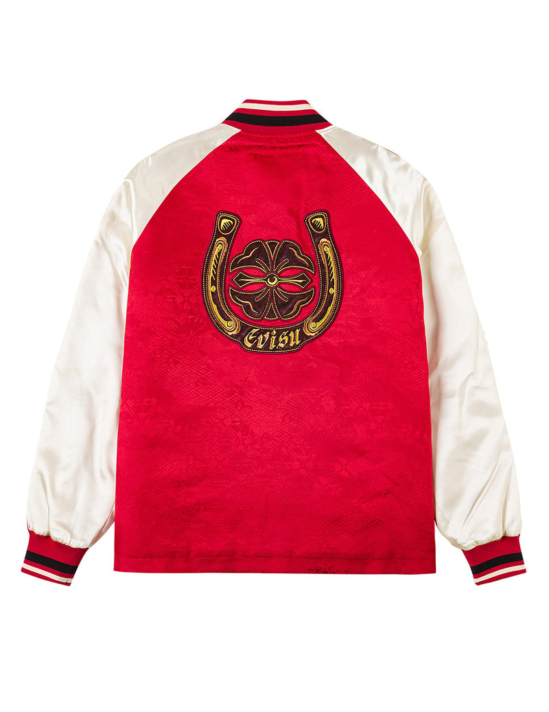 EVISU Allover Jacquard Padded Chinese Jacket - Red outlook