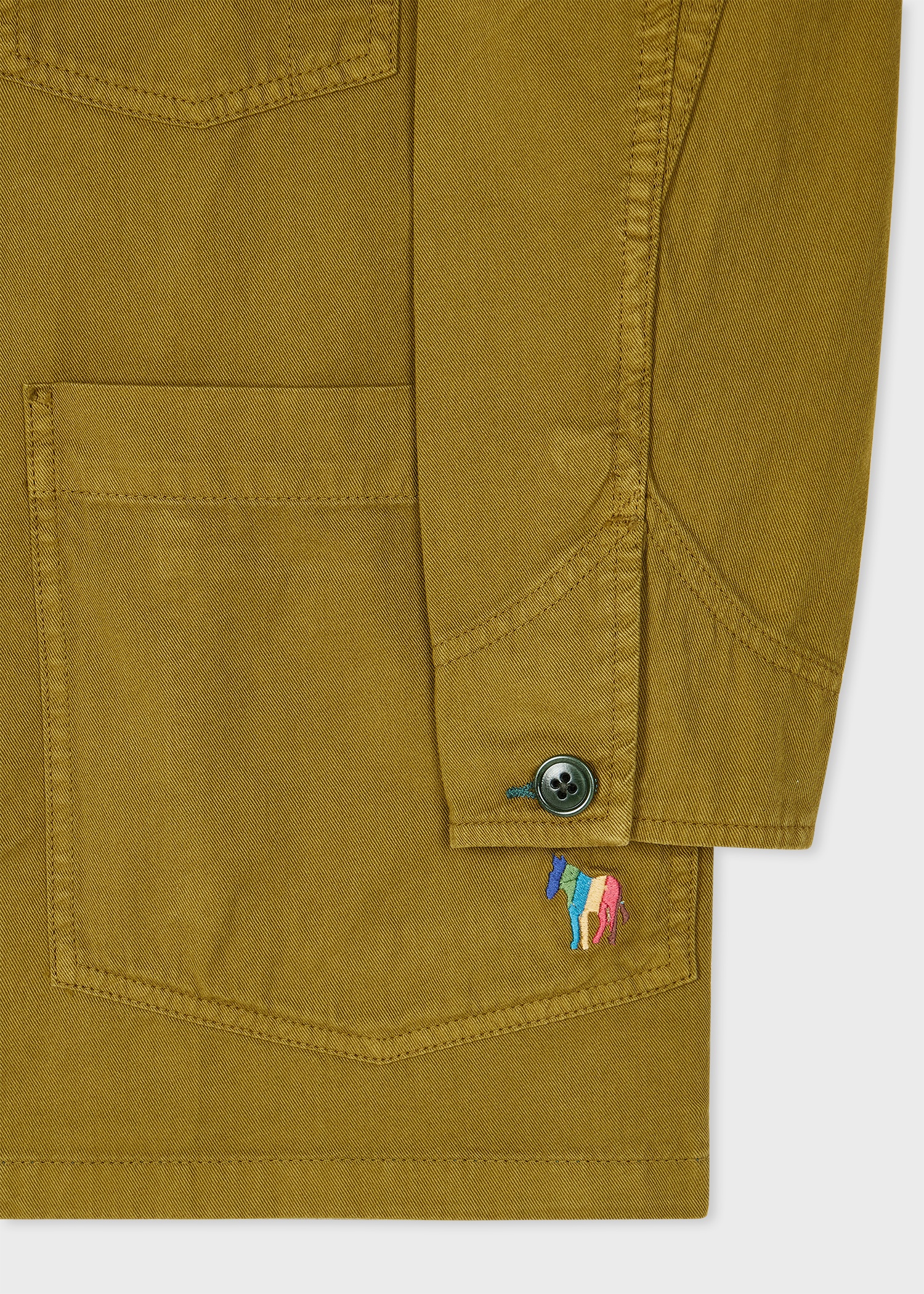 Khaki Garment-Dye 'Broad Stripe Zebra' Cotton Work Jacket - 3