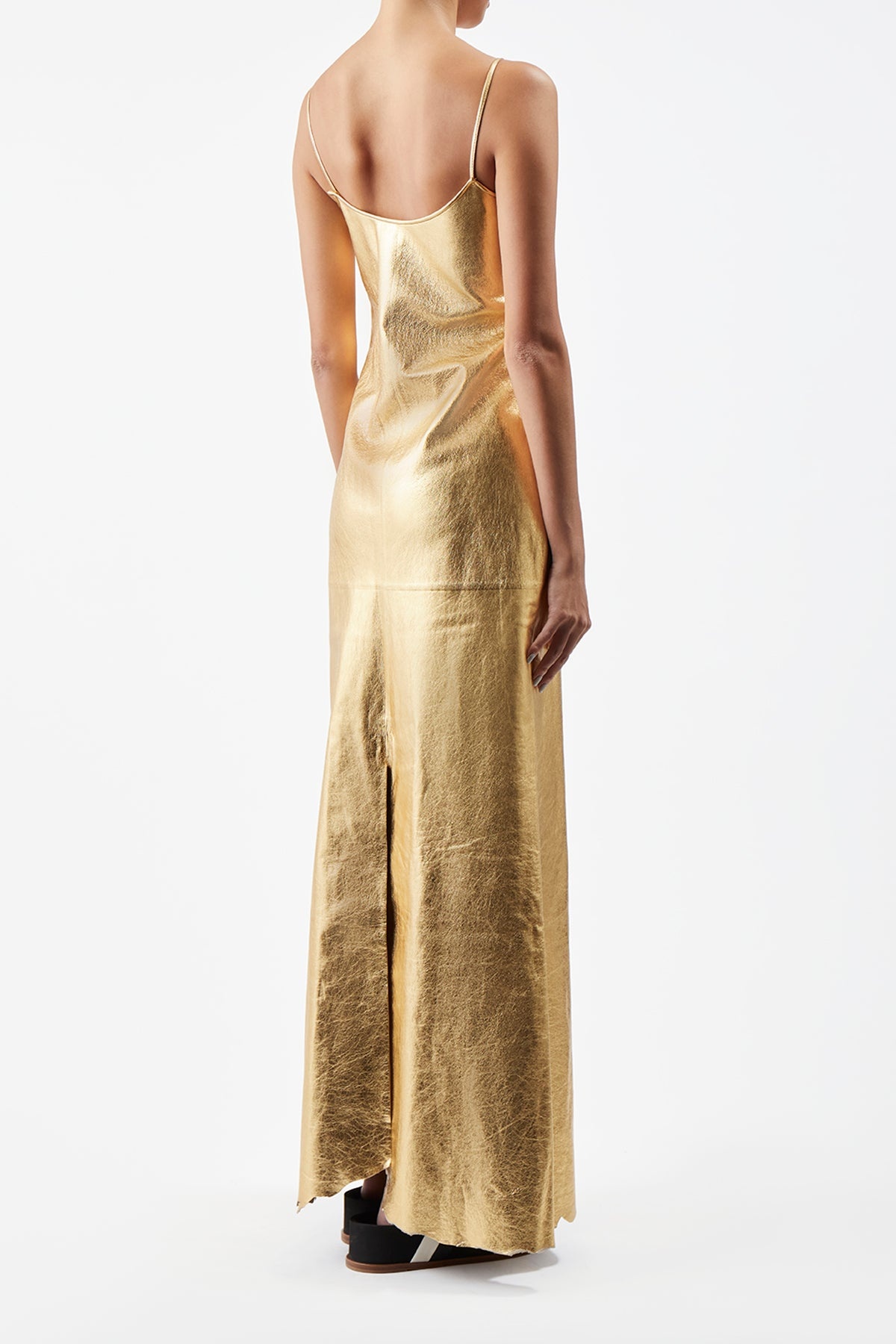Teles Slip Dress in Gold Leather - 5